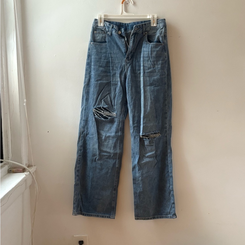 Distressed Blue Jeans
